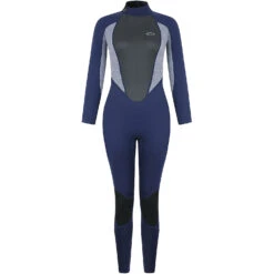 Typhoon Womens Storm3 3/2mm Backzip Wetsuit - Navy/ Grey Marl