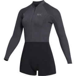 Wetsuit Specialty Store 24 Mystic Womens Lunar 2/2mm Front-Zip Longarm Shorty Wetsuit - Black