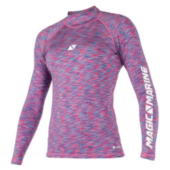 Wetsuit Specialty Store 32 Magic Marine Womens Cube Long Sleeve Rashvest - Blue Pink Melee